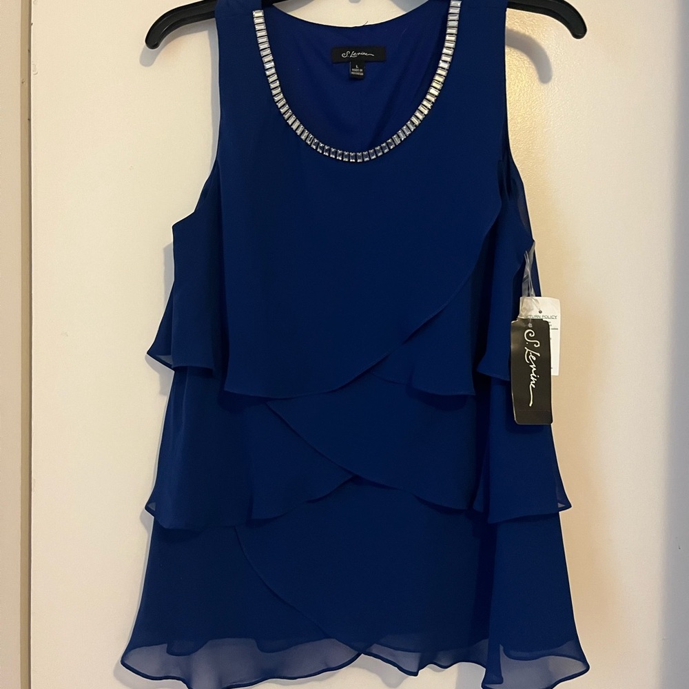Brand New Dress Top with Tags and Rhinestone Neckline Size L